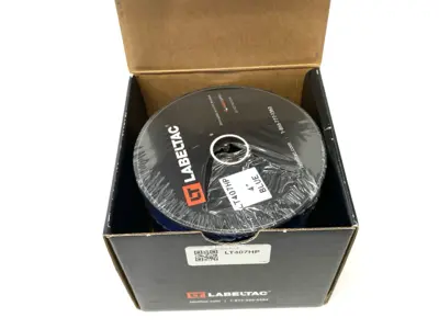 USED LABELTAC PRO MODEL HIGH PERF. 10 YEAR VINYL LABEL, BLUE, 4" X 150' ROLL