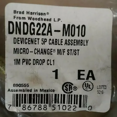 WOODHEAD CONNECTIVITY/ BRAD HARRISON DNDG22A-M010 CABLE ASSEMBLY 5E