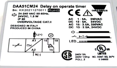 NEW CARLO GAVAZZI DAA51CM24 TIME DELAY RELAY