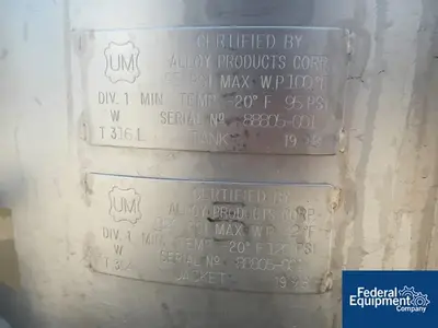 USED Alloy Products 25 Gal Alloy Products Receiver, S/S, 143#