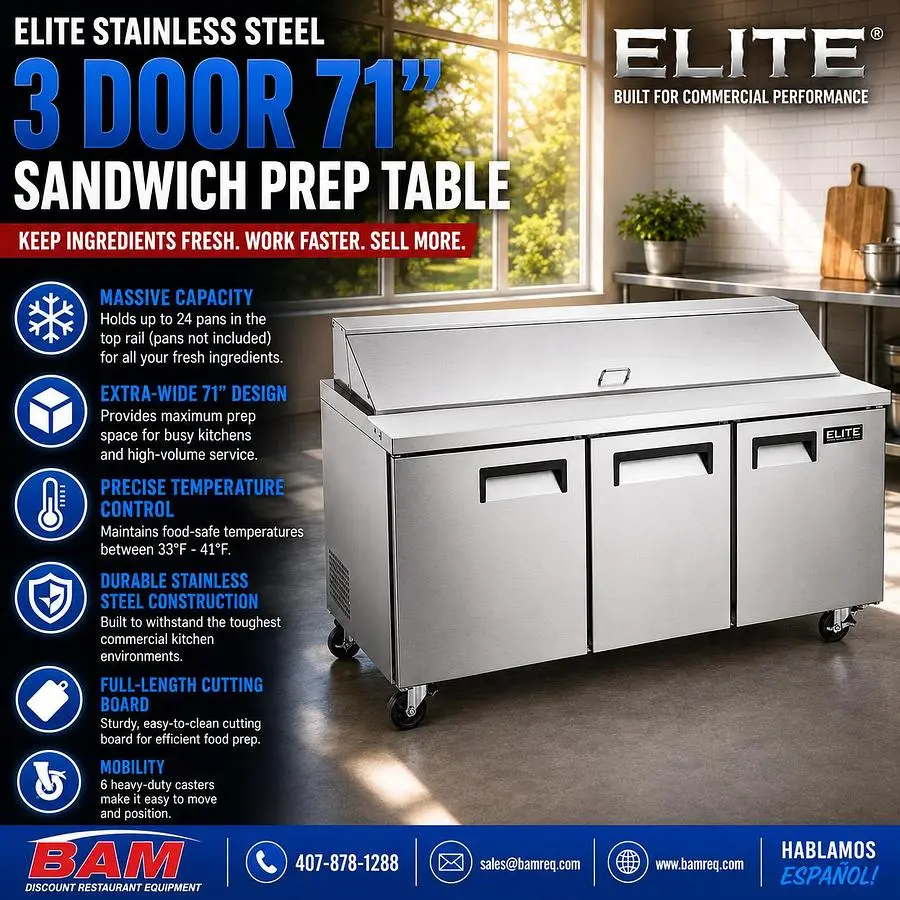 New | in-Stock ELITE _UNKNOWN_ Food Prep Tables Florida US | BAM Discount Restaurant Equipment #1296397