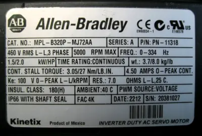 NEW Allen-Bradley MPL-B320P-MJ72AA