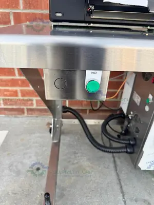 USED OPTEL PORTABLE MANUAL PACKING STATION W/  SATO CL6NX THERMAL PRINTER, SCANNER