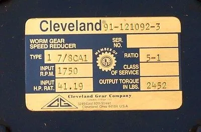 NEW CLEVELAND GEAR 1-7/8CA1 WORM GEAR REDUCER 5-1 RATIO