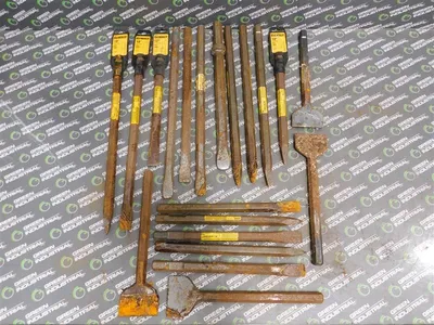 Lot of 41 Rusty Bits Clay Spade, Bull Point, Cold Chisel, Bushing Tool Used
