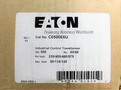 EATON C0500E6U Industrial Control Transformer 500 VA Pri 230/400/460/575 V New