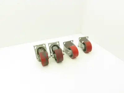 Fairbanks 4" Caster Wheel Poly/Cast (2) Swivel (2) 5-1/2" OAH Rigid Lot of 4