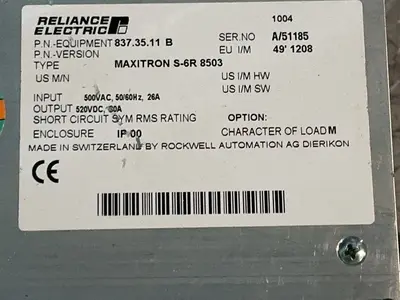 Used RELIANCE ELECTRIC 837.35.11 B Rectifiers Ohio US | HGR 24 #1335356