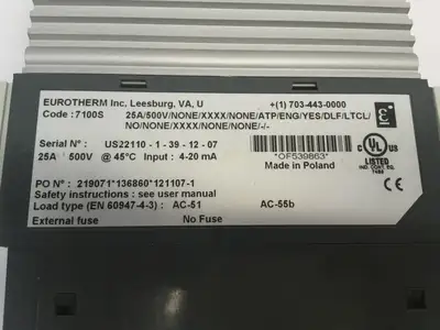 USED EUROTHERM SOLID STATE RELAY MODULE 25A, 500V