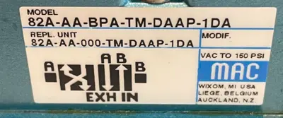 NEW MAC VALVES 82A-AC-BKA-TM-DAAP-1DA SOLENOID VALVE 82AACBKATMDAAP1DA