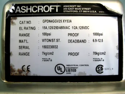Used Ashcroft GPDN4GGV25XY53A Misc Electrical & Power Parts New Hampshire US | Bitter End Trading #1452792