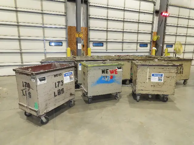 Portable Steel Hopper 1/2 Yard Tote Non-Tilt Towable Cart on Casters 36x24x30"