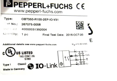 NEW PEPPERL+FUCHS OBT350-R100-2EP-IO-V31 SENSOR 267075-0058 OBT350R1002EPIOV31