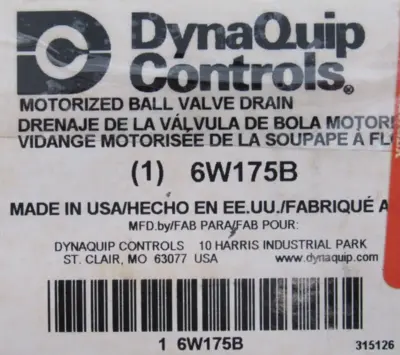 NEW DYNA QUIP 6W175B MOTORIZED BALL VALVE DRAIN