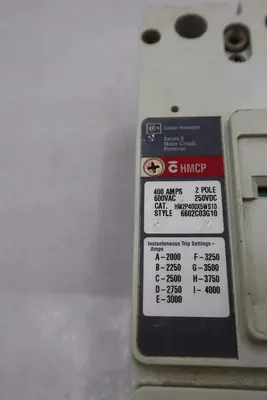 CUTLER-HAMMER HM2P400X5WS10 MOTOR CIRCUIT PROTECTOR SERIES C 600VAC STOCK #3226