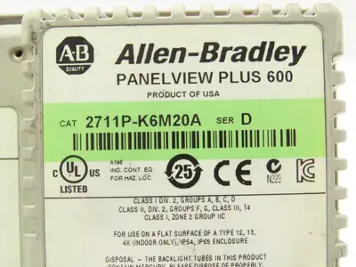 Allen Bradley 2711P-K6M20A PanelView Plus 600 Graphic Terminal 6" Series D-READ