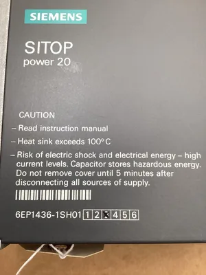 Siemens 6EP1436-2BA00 SITOP Power Supply 400-500VAC 1.2A Input 24VDC 20A Output