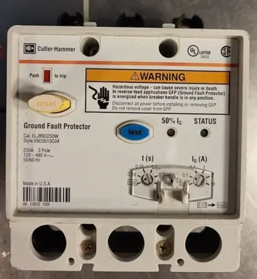 Cutler Hammer ELJBN3250W 3 Pole Ground Fault ProtEC. Working Surplus (Bin 3.5.1)