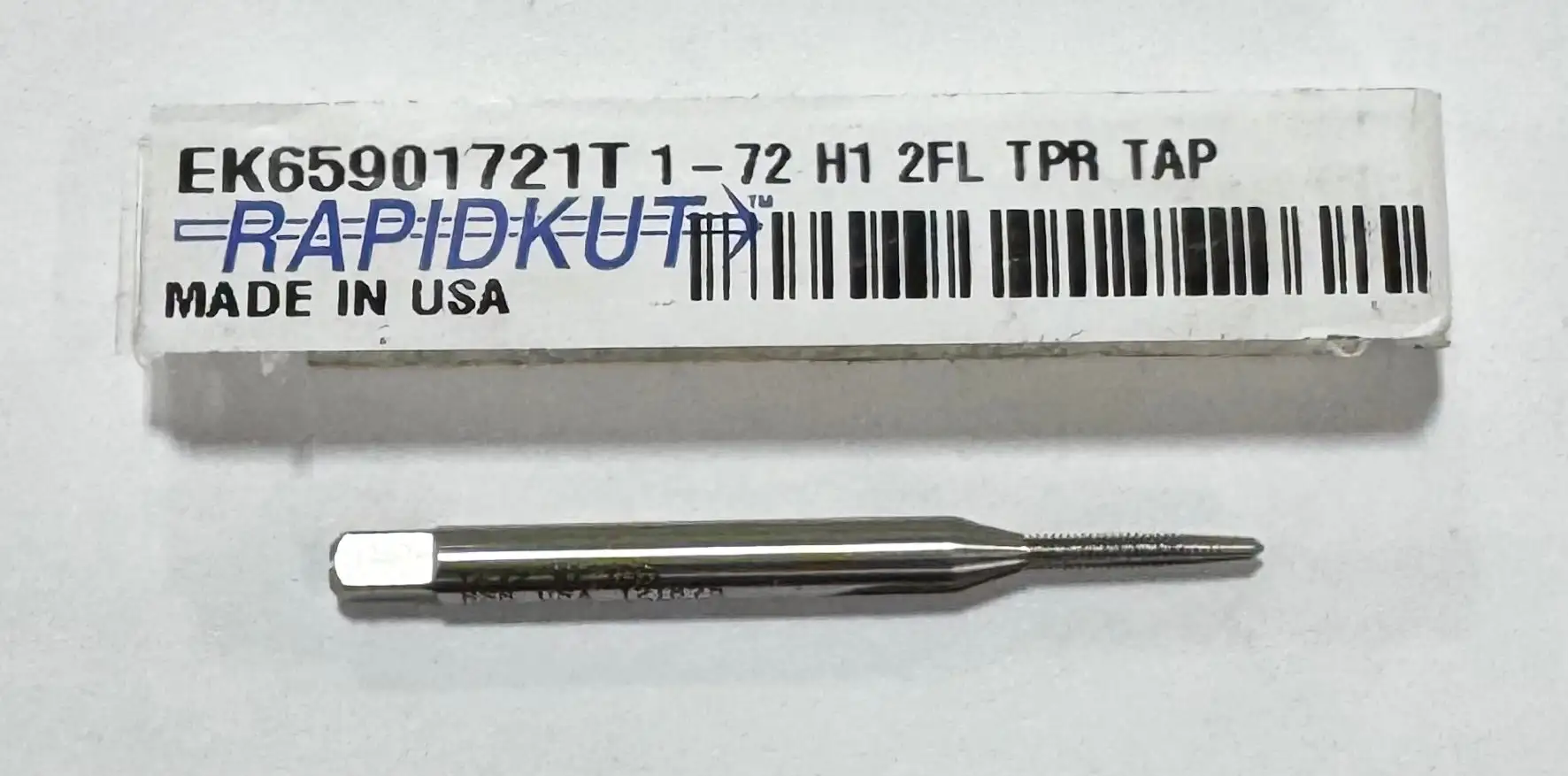 RapidKut 1-72 HSS Straight Flute Tap 2 Flute H1 Taper USA Made