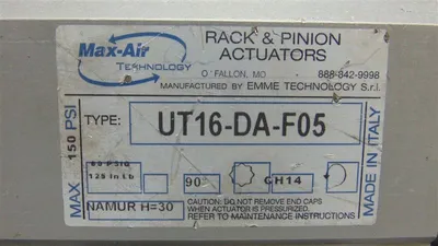 Max-Air UT16-DA-F05 Rack & Pinion Pneumatic Actuator Used