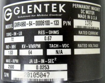 NEW GLENTEK GMR4960-64-00006100-133 SERVO MOTOR GMR49606400006100133