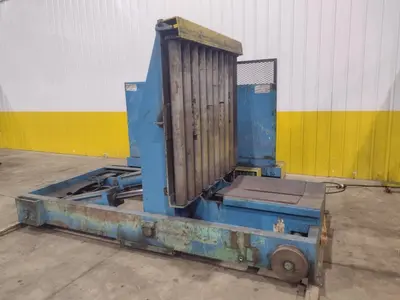 20,000 LBS X 54" X 36" BRANER HYDRAULIC COIL CAR UPENDER WITH POWER FEED CONVEYOR: YOBRO #25238