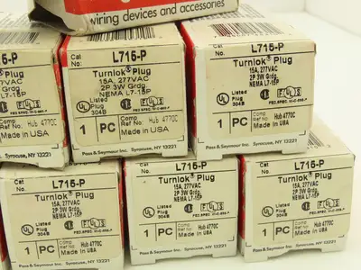Pass & Seymour L715-P Legrand Turnlok Plug 2P 3W Grounding 15A 277VAC Box of 8