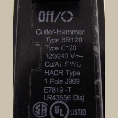 Cutler Hammer 1 Pole 20 Amp Push-in Breaker