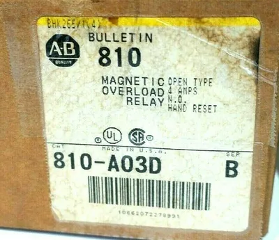 NEW ALLEN BRADLEY 810-A03D MAGNETIC OVERLOAD RELAY SER.B 810A03D