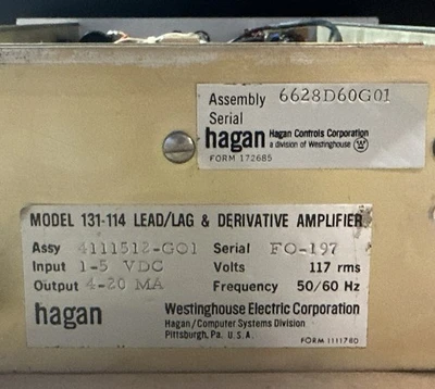 USED HAGAN 4111512-G01