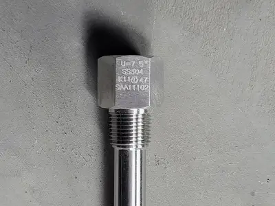 Thermowell 1/2"X1/2" for 9" STEM, 304SS, U=7.5" (Bag of 3)