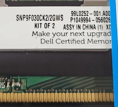 DELL SNP9F030CK2/2GWS Memory Module Upgrade Kit (2x1GB) 667MHz. 3B-25