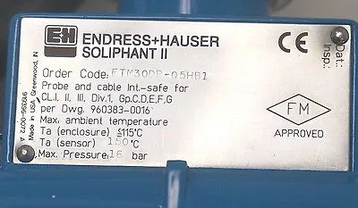 NEW ENDRESS+HAUSER FTM30DR-Q5HB1 SOLIPHANT II LEVEL SWITCH FTM30DRQ5HB1