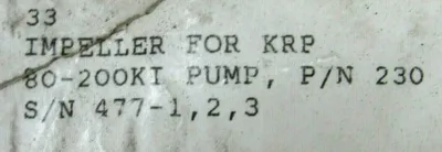 NEW KSB 230 PUMP IMPELLER 209-080-200-K 80-200KI JL1040