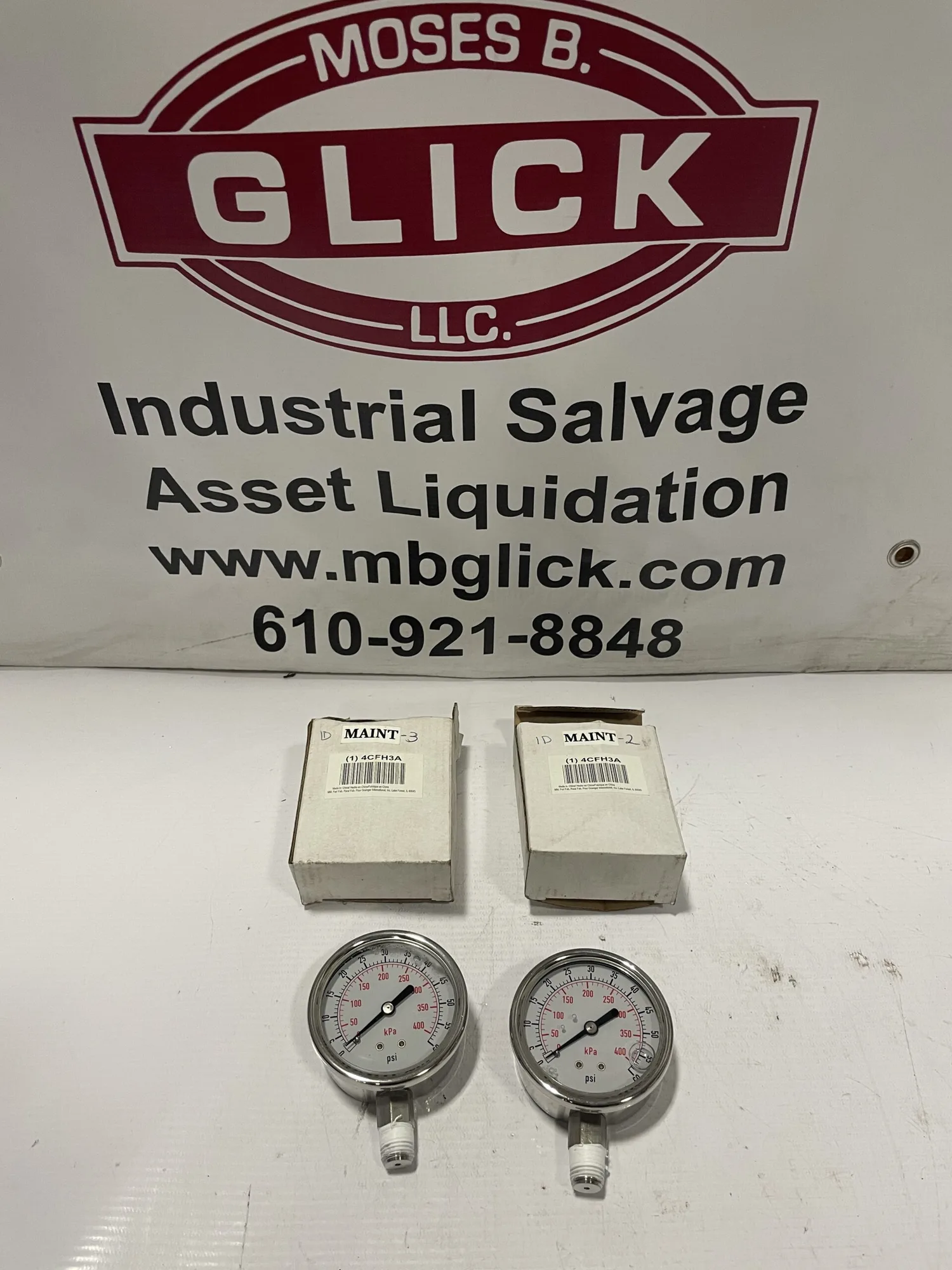 Garber 4CFH3A 4” Air Pressure Gage / Gauge 0-60psi 1/4” NPT -NIB lot of 2