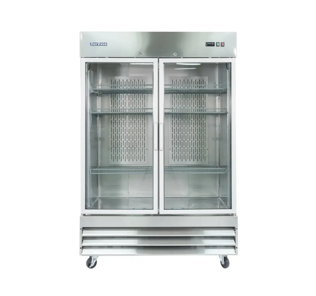 Magic Chef 54 IN. W 48 CU. FT. 2-GLASS DOOR REACH-IN COMMERCIAL REFRIGERATOR IN STAINLESS