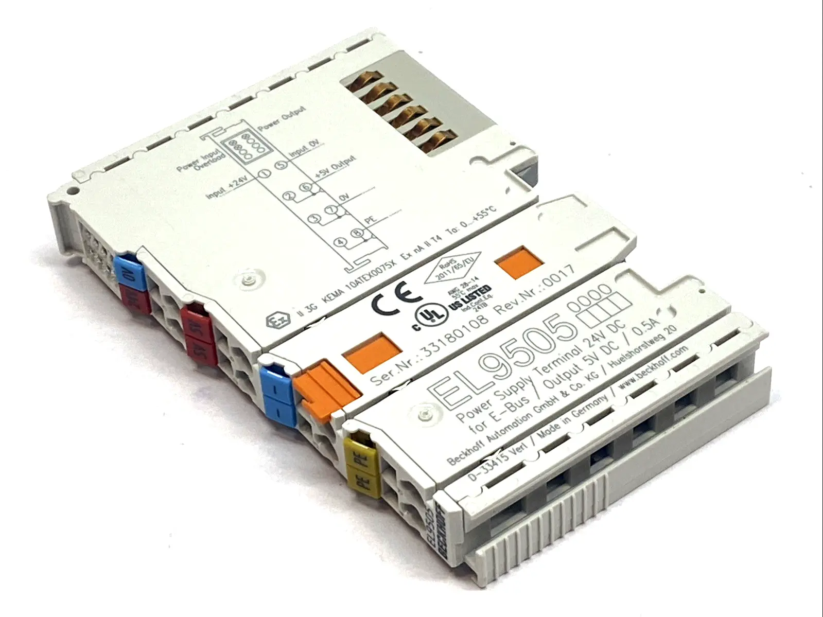 USED BECKHOFF ETHERCAT POWER SUPPLY TERMINAL 24VDC IN 5VDC 0.5A DIN RAIL