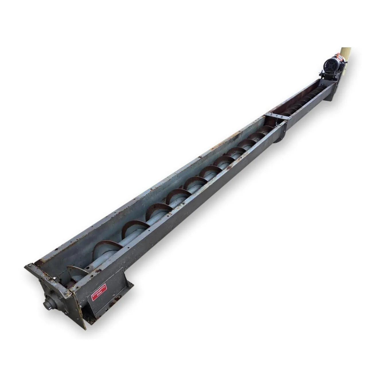Used 9" Dia. X 18'-9"L Industrial Screw Auger Conveyor Carbon Steel 3HP