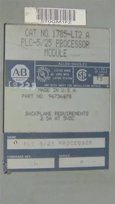 Allen Bradley 1785-LT2/A PLC-5/25 Processor Module F/W Rev. L Used