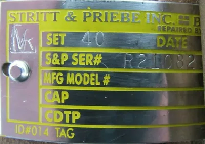 REFURBISHED KUNKLE VALVE 83 SAFETY VALVE 2-1/2"