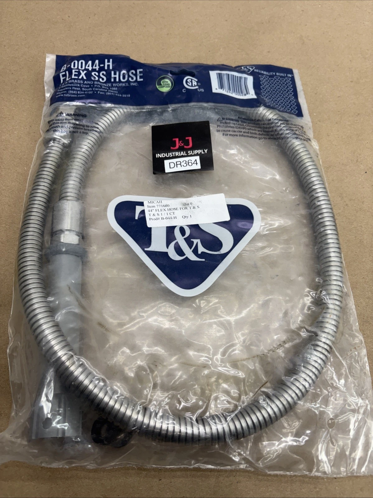 New Replacement B-0044-H Pre-Rinse Hose for T&S Brass 44 Inches Fast Shipping.