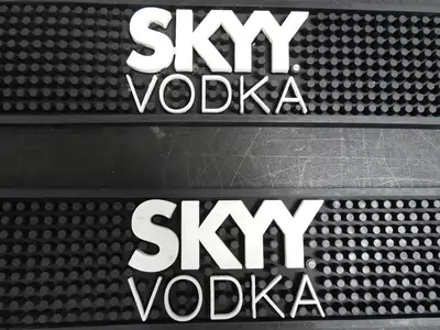 Used Falcon Restaurant Supply Used One Skyy Vodka Bar Mat Spill Mat Rail Beer Tap Mat 22.5"x3.25"x7/16" Food, Restaurant, & Bakery Parts & Accessories Illinois US | Falcon Restaurant Supply #1378030