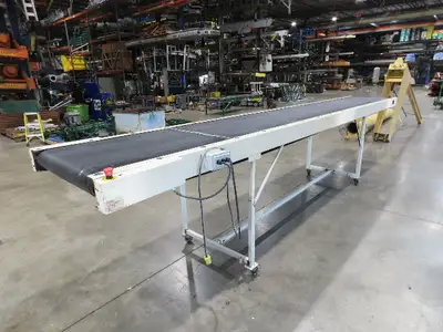 LaRos 34"x 19' Slider Bed Conveyor on Wheels 29"Bed Width 115V 30FPM 36-48"H