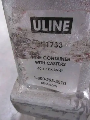U-LINE, COLLAPSIBLE, WIRE CONTAINER WITH CASTERS