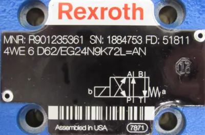 NEW REXROTH R901235361 HYDRAULIC VALVE 4WE6D62/EG24N9K72L-=AN