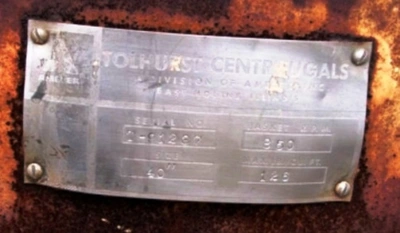 Tolhurst 40 x 18 perforate basket centrifuge, 316SS.