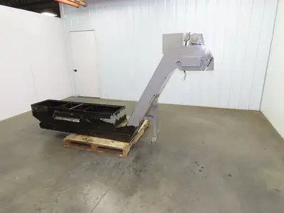 Enomoto Hinge Belt CNC Chip Conveyor 15"x 62" Infeed 40" Discharge 220V 3PH