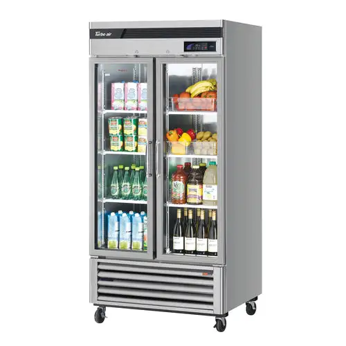 Turbo Air TSR-35GSD-N 39 1/2" Two Section Reach In Refrigerator, (2) Left/Right Hinge Glass Doors, 115v