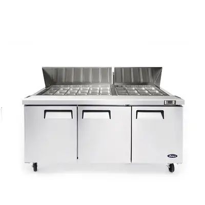 New | in-Stock Atosa New Atosa MSF8308GR — 72″ Refrigerated Mega Top Sandwich Prep. Table 115V Food Prep Tables Illinois US | Falcon Restaurant Supply #1375673