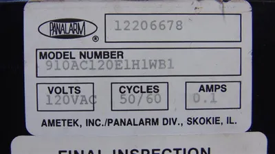 Panalarm Series 910 Annunciator Module 910AC120E1H1WB1 Used
